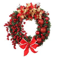 artificial christmas flower berries wreath with ball pine cone for front door wall window farmhouse home decoration
