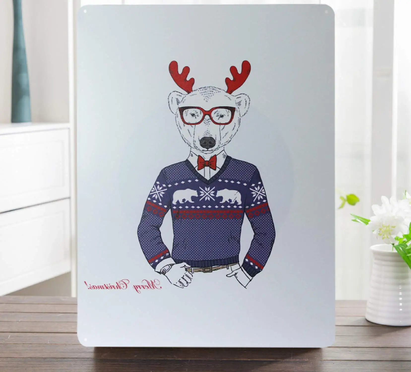 Медведь с рогами подвесная Новинка настенная металлическая вывеска Винтажный