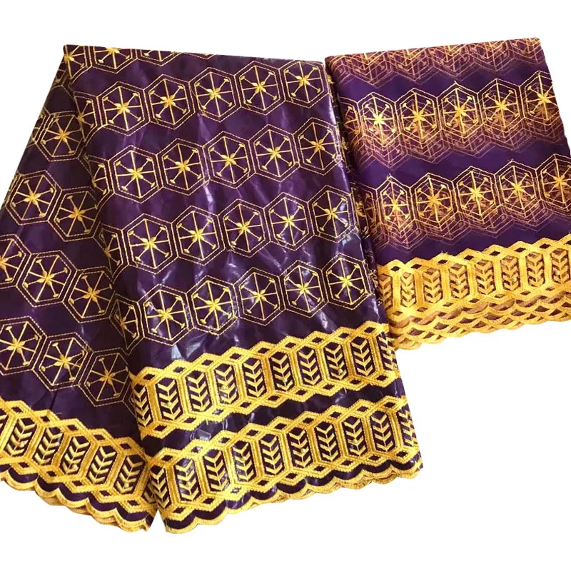 Африканский Базен riche getzner ткань tissu хлопок вышитый Базен riche с тюлем кружевной комплект африканская восковая кружевная ткань V1-561 - Цвет: As picture