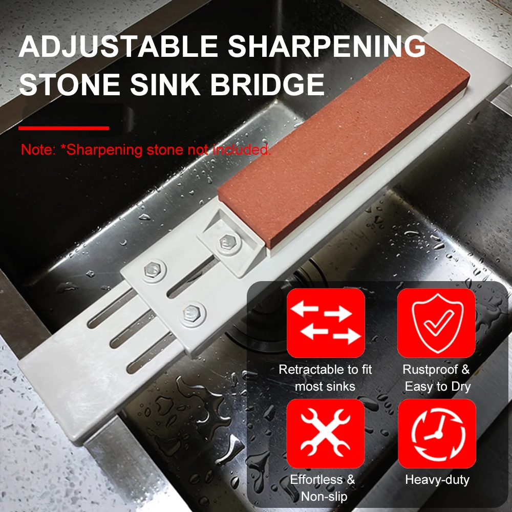 

Stainless Steel Mount for Sharpening Stone Adjustable Over Sink Sharpening Stone Holder Retractable Non-slip Whetstone Sink Rack