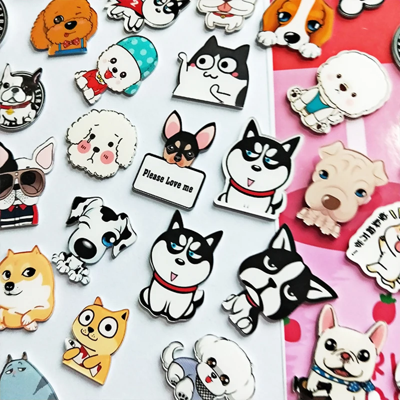 FIMAODZ Творческий брошь с собакой Хаски Тедди корги джинсовые куртки акриловое