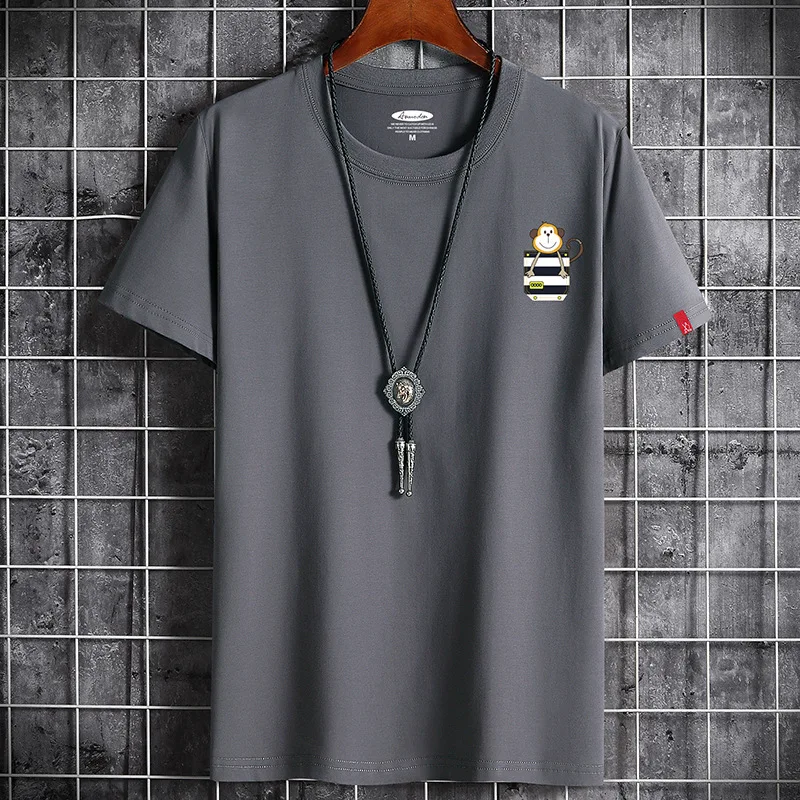 

2021 Summer Cotton T Short Sleeve Tees Shirts Tops O-Neck Men's Clothing T-shirts Plus Size Classical Tshirt
