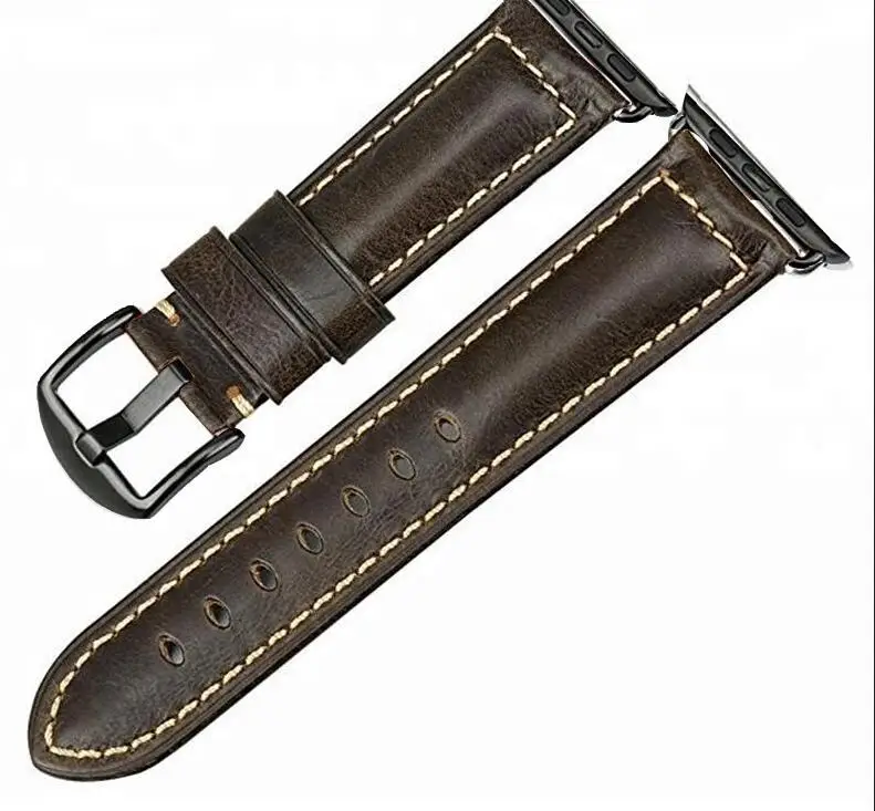 green with black Коровья кожа, воск, натуральная кожа, ремешок для часов Apple watch, 42 мм, 38 мм, серия 4-1, iwatch 4, 44 мм, 40 мм, Ремешки для наручных часов, браслет для часов - Цвет ремешка: green with black