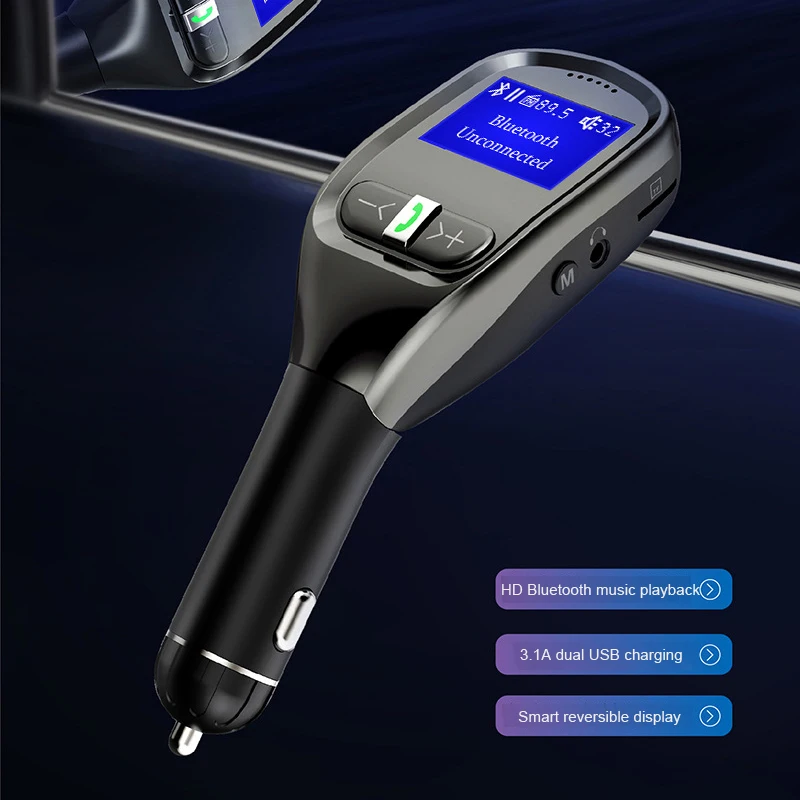 Car Bluetooth Fm Transmitter Mp3 Player Hands-Free Wireless Kit Usb Charging Interface Support Tf Card Flash Driver | Автомобили и