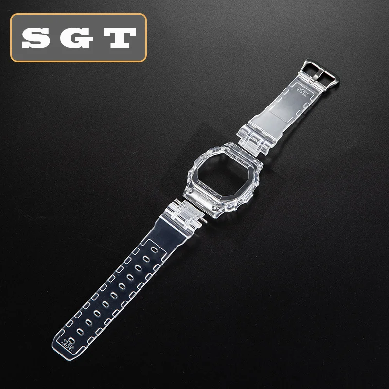 Silver clasp Прозрачный силиконовый ремешок для часов Замена для DW5600 DW5610 резиновый ремешок Спортивные Водонепроницаемые ремешки для часов - Цвет ремешка: Silver clasp