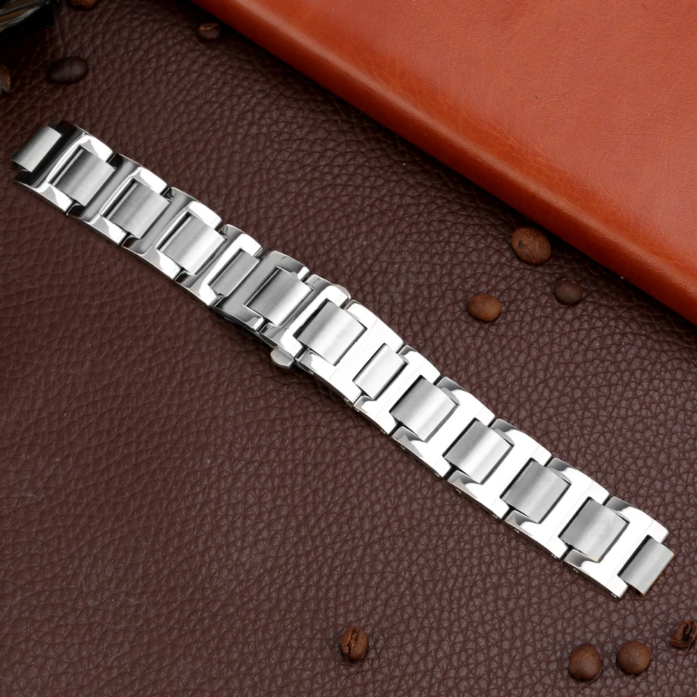 

Silver Stainless Steel Watch Strap 9MM 11MM 12MM Push-Button Hidden Clasp Replacement Wristwatches Bracelet horloge bandjes