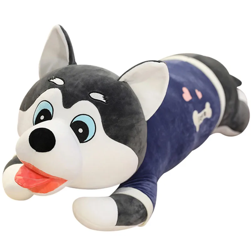 

70/90/110/130cm Stuffed Husky puppy pillows plush toy dog pet doll cushion Large soft pillow for adult Home decoration sculpture