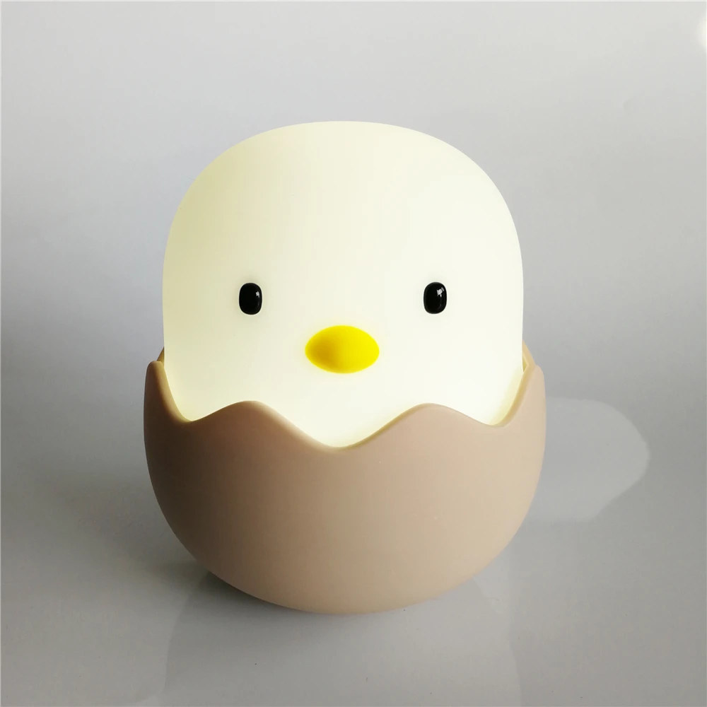 

LED Silicone Night Light Animal Egg Chicken-shaped Cartoon Bedroom Decoration Children's Bedside Table Lamp Gift Toy Lighting