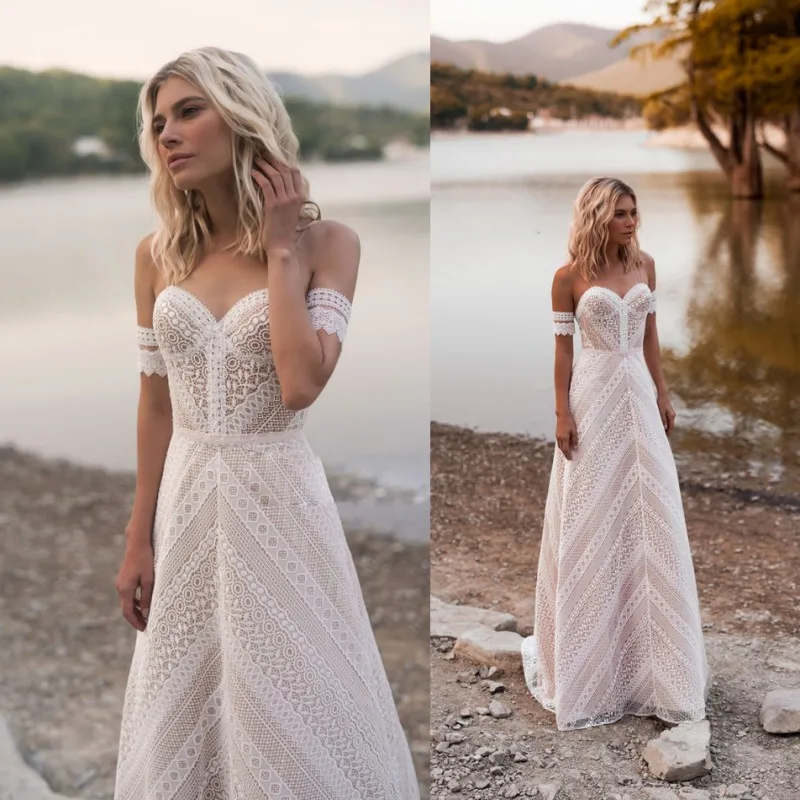 Винтажное свадебное платье UMK Vestido De Noiva 2020 в стиле бохо кружевные свадебные