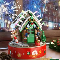creative christmas tree house music box 502pcs model building blocks xmas snowman santa claus bricks decoration toys adult gifts