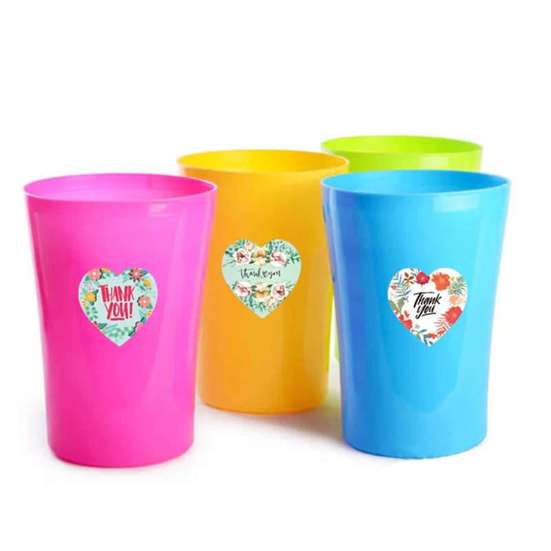 

500PCS Sealing Stickers Heart-shaped Flower Thank You Packing Sticker Gift Decoration Labels For Festival Wedding Birthday Party