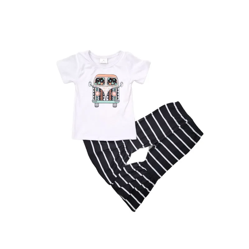 Красивая эксклюзивная Одежда для девочек рубашка с принтом машины и полосатые
