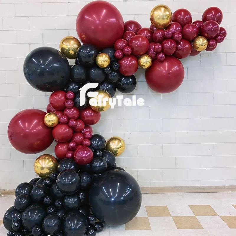 Двойные рубиновые красные воздушные шары гирлянды 144 шт золотые 4D баллон арки