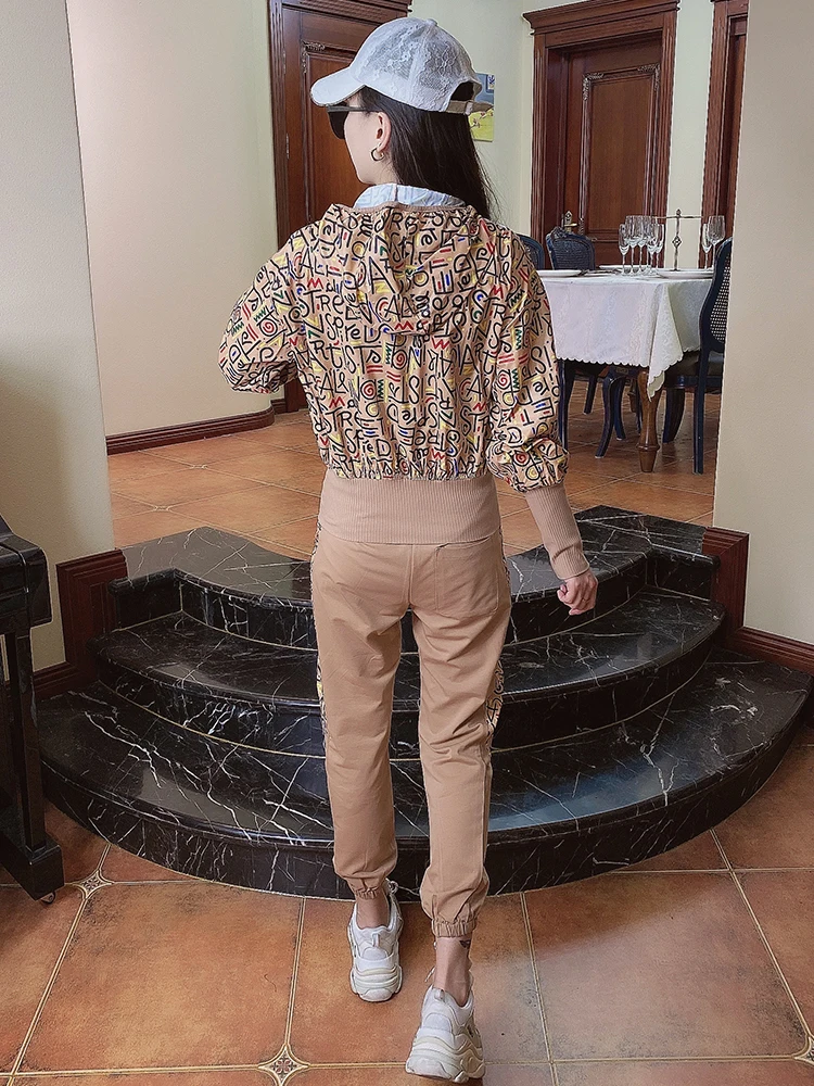 

Sports Leisure Suit Women 2021 Spring New Loose Slimming Fashion Cardigan Sweater Suit Two-Piece Set Western Style
