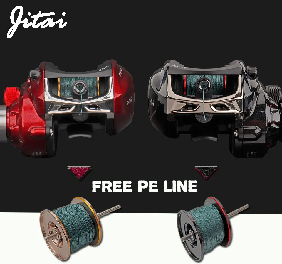 JITAI Baitcasting Fishing Катушка Оборудовано с PE 4 Пряди линия 8 кг Сила торможения 14+ 1BBs Качество Ultra Light Wheels Карп приманки рыбалка