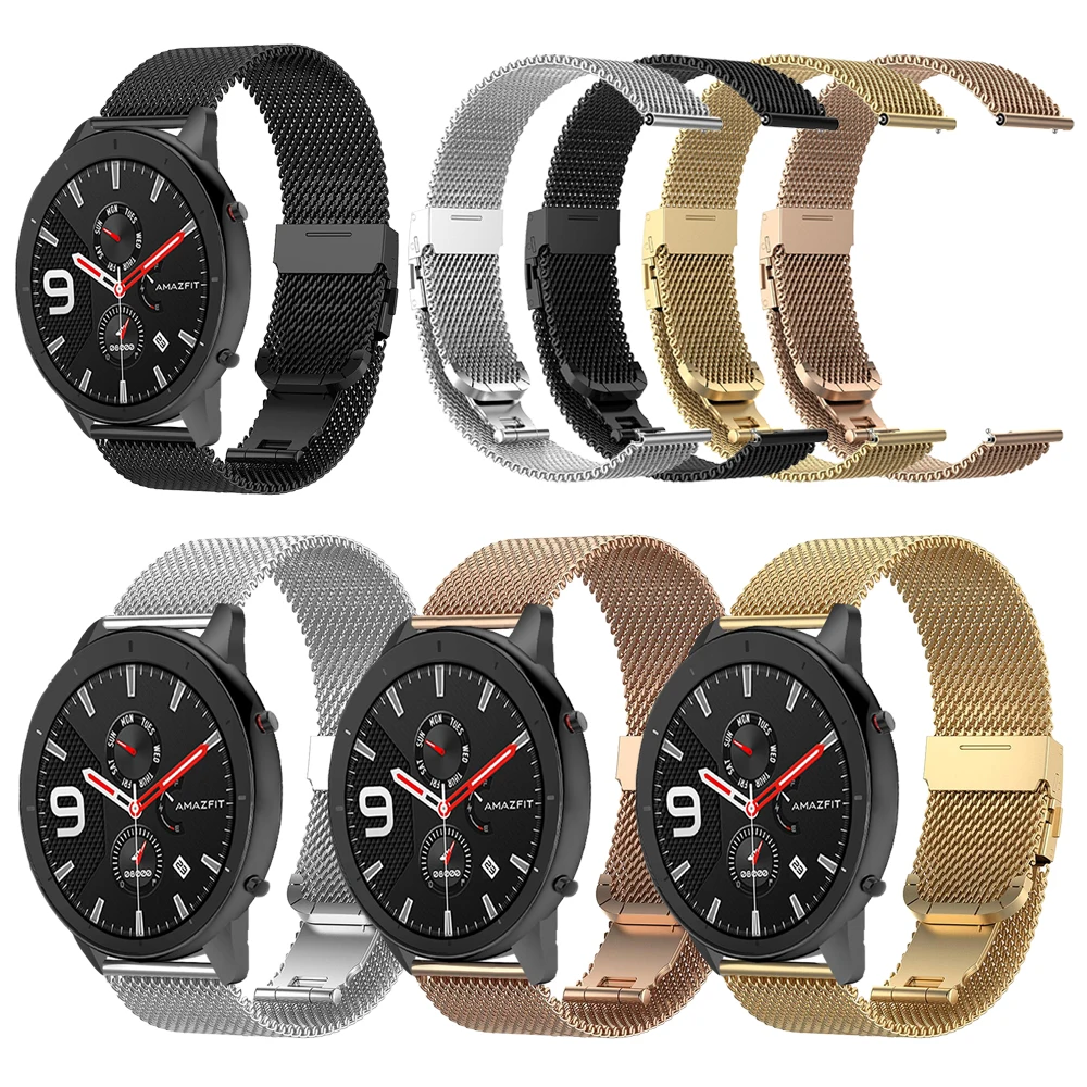 Металлический Миланский ремешок на запястье для Huami Amazfit GTR 47 42 мм GTS Bip Stratos 2 3 часы