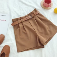 heliar women cargo shorts plain shorts with sashes female elegant ol shorts with pockets casual shorts women 2021 autumn