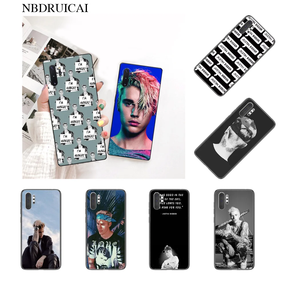 NBDRUICAI изменяет Джастин Бибер Чехол черный мягкий чехол для телефона Samsung Note 3 4 5 7 8 9