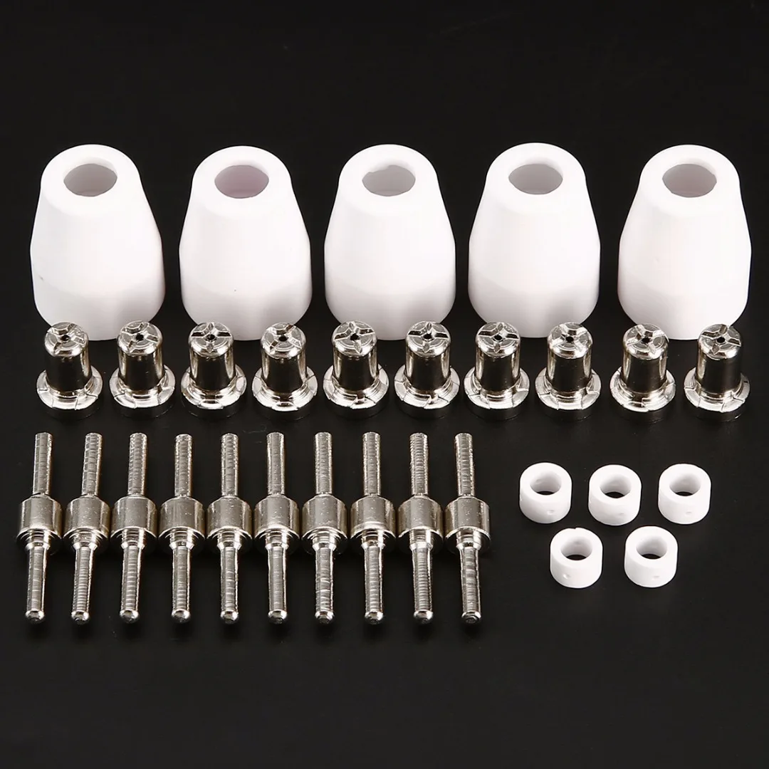 

30pcs Plasma Cutter Consumables Extended Nickel-Plated Electrodes Nozzles For LG-40 PT-31 Torch CUT40 312 Cutting Machines