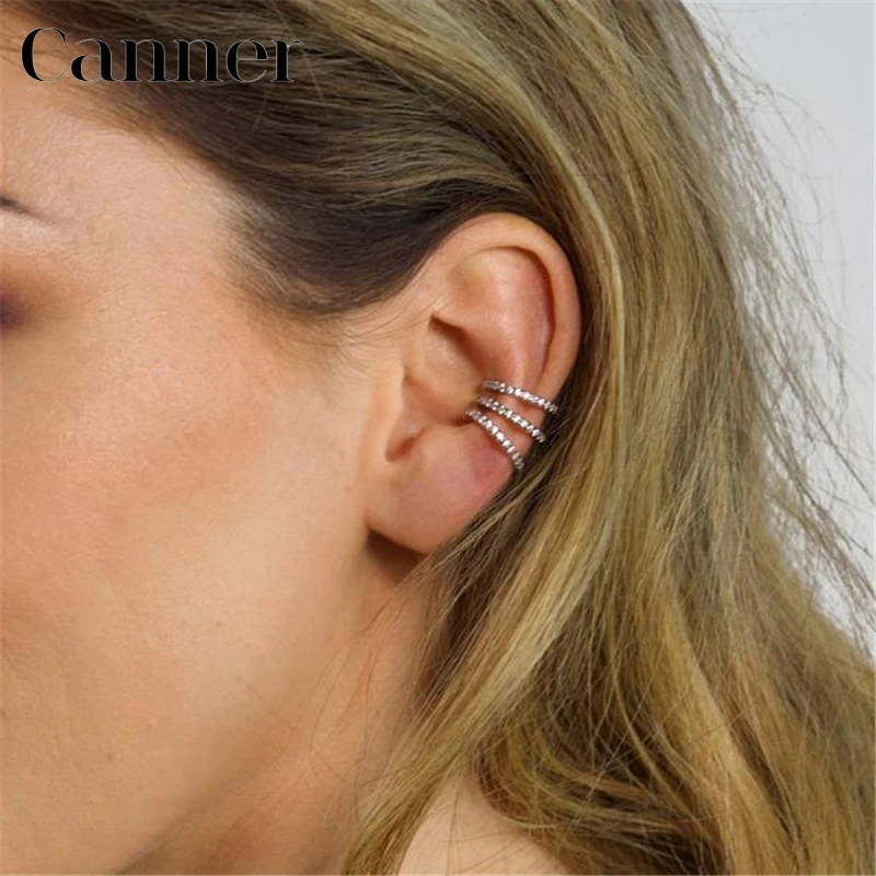 Простые серьги-клипсы с цирконием для женщин 925 пробы серебряные серьги без