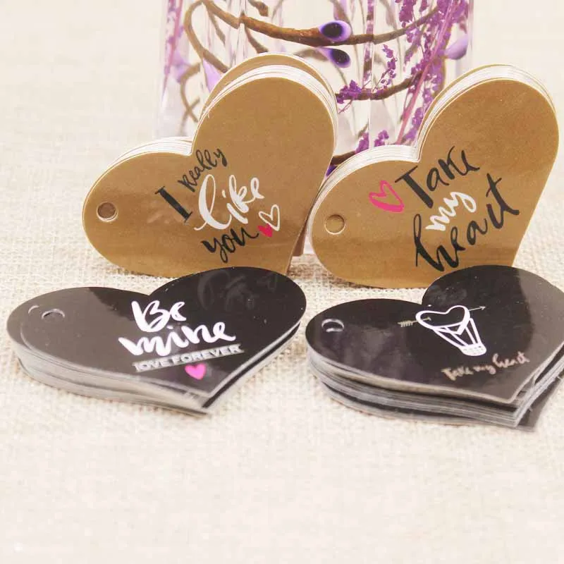 Feiluan 200 шт. свадебная бирка в форме сердца разных стилях белая/черная/Розовая для