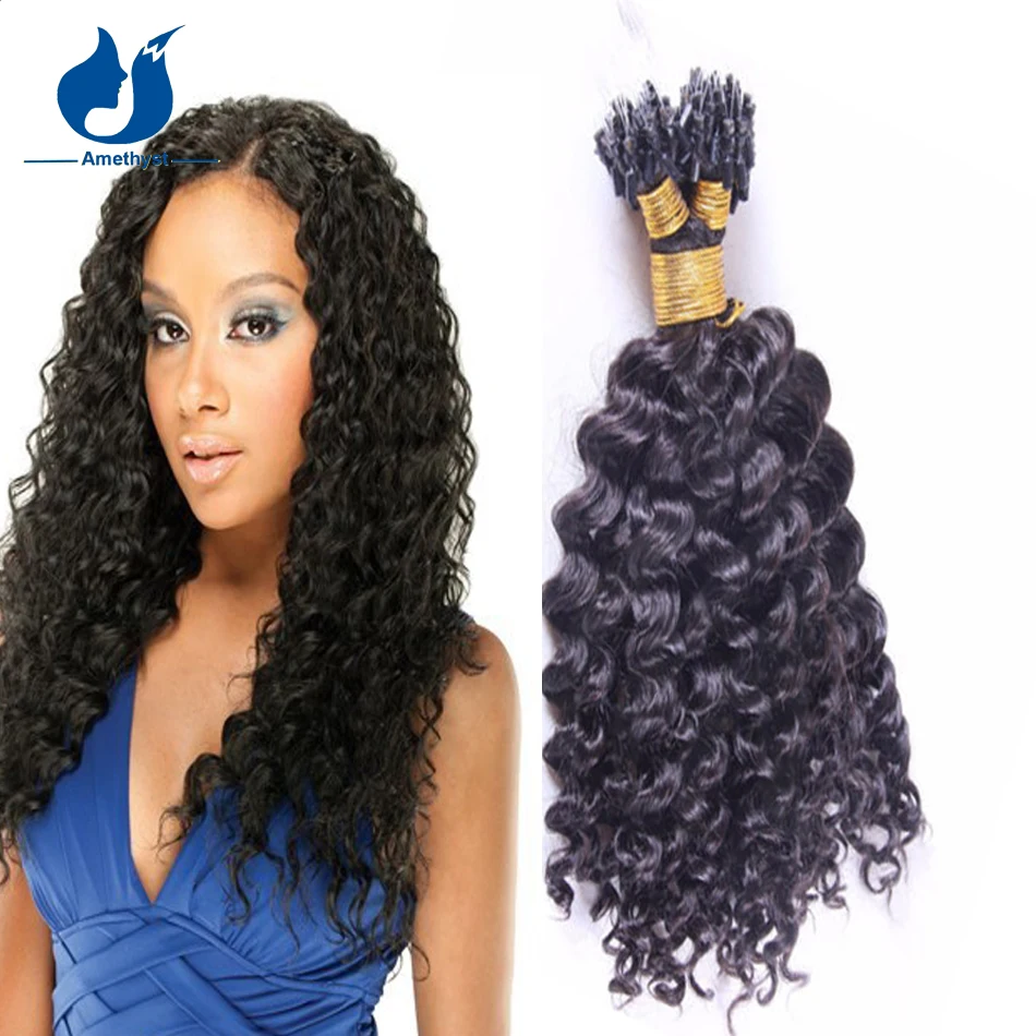 

Amethyst Deep Curly Microlink Hair Extensions Micro Loop Hair Natural Human Hair Brazilian Remy1G/Strand 100Strands/Pack