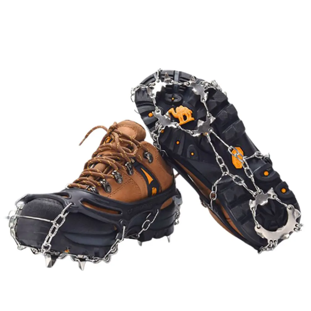 

Walk Traction Cleat 19 Teeth Ice Snow Grips Crampons Anti Slip Over Shoes Boots Footwear For Hiking Fishing Climbing