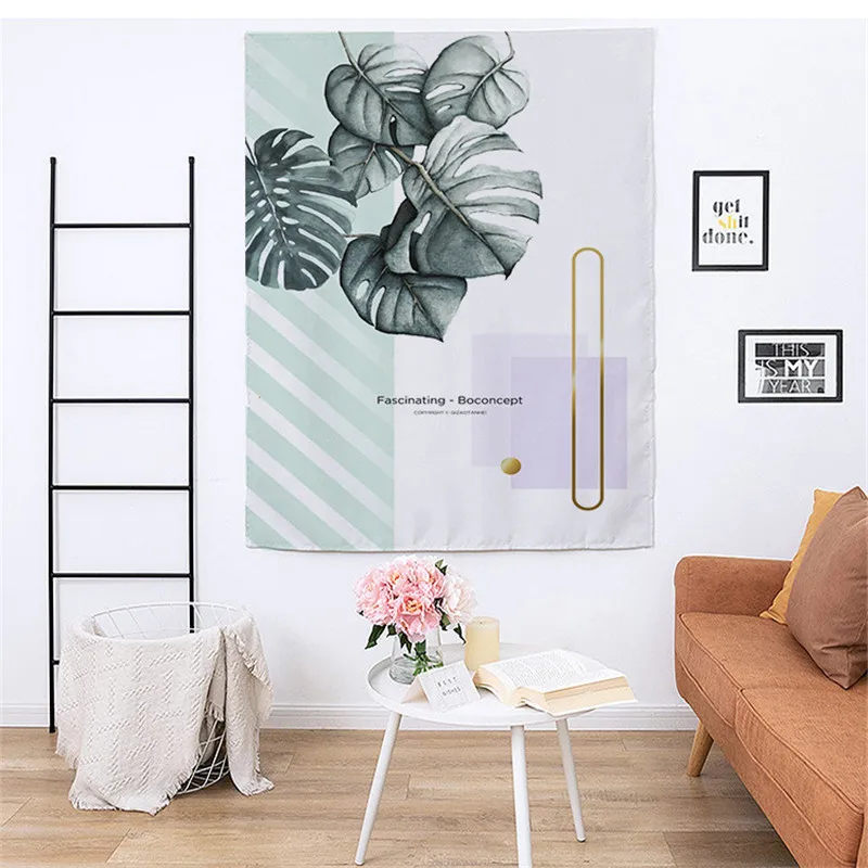 

Bedroom Curtain Leaves Pattern Shading Living Room Curtain Modern Pasteable Curtain Cloth Home Decoration Without Punching