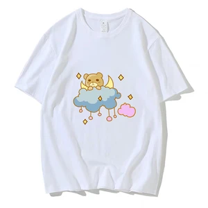 2021 Summer Women T-shirt Cute Cartoon Clouds Printed Tshirts Girl Ullzang Mujer T-Shirt Casual Tops Tee Vintage