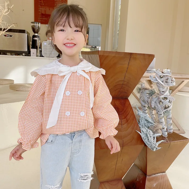 

Buttons Children Clothes Spring Summer Girls Cotton Blouses Shirts Kids Teenagers Outwear Breathable High Quality