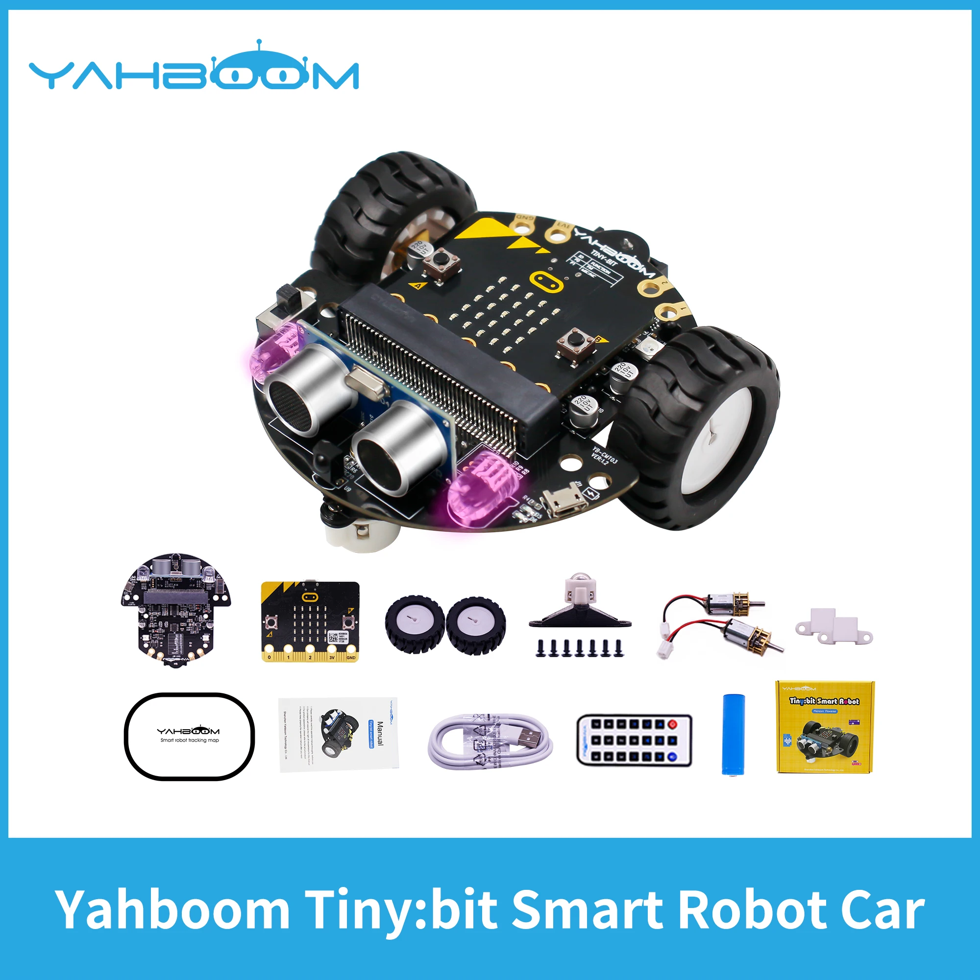 Yahboom Robot Programmable Robotic kit based on BBC Microbit V2 and V1 for STEM Coding Education with Chargeable Battery