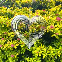2021 beating wind spinner heart shape stainless steel wind catcher love 3d rotating wind chime for outdoor garden indoor decor