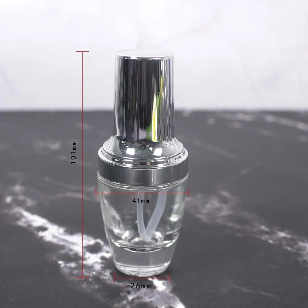 

20ml transprently glass lotion bottle with silver lid, Empty Cosmetic ContainerSkincare Bottles
