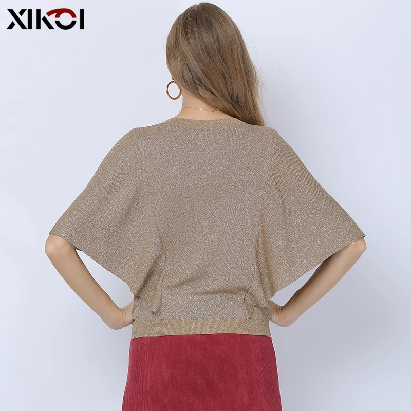 XIKOI женский свитер большого размера с рукавом летучая мышь пуловеры одноцветные