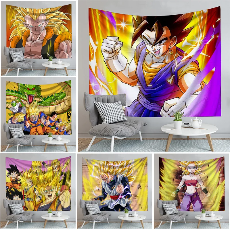 

Animation Peripherals Wallcloth Tapestry Dragon Ball Character Background Blanket Beach Towel Wish150*130cm