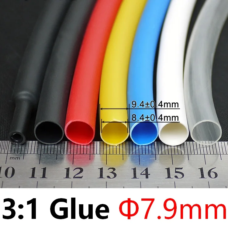 

Diameter 7.9mm Heat Shrink Tubing 3:1 Ratio Dual Wall Thick Glue Waterproof Wire Wrap Insulated Adhesive Lined Cable Slveeve
