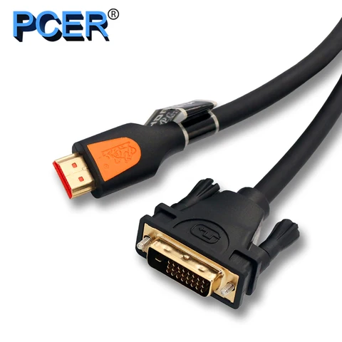 Кабель PCER HDMI-DVI, шнур DVI-HDMI, аудиокабель DVI HDMI кабель «Папа-папа» для ПК, монитора, HDTV, проектора, DVI24 + 1 штекер