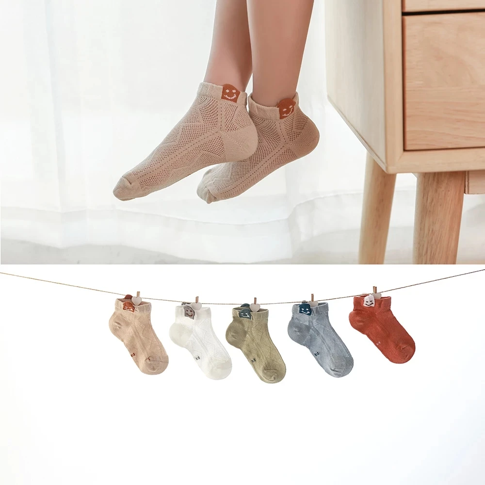 

5 Pairs/each Batch of Summer and Spring New Baby Socks Pure Cotton Thin Mesh Cartoon Children's Socks Footprints Children's Sock