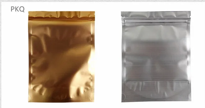 

100pcs Clear/Gold Stand Up Bag Small Ziplock Stand Up Package Bags Tear Notch Aluminum Foil Zip Lock Bag Plastic Storage Pouches