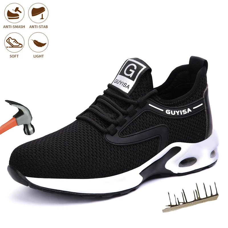 

Men Cushion Work Safety Shoes Steel Toe Cap Anti Smashing Work Shoes Footwear Breathable Mesh Sneakers Puncture-Proof Shoes