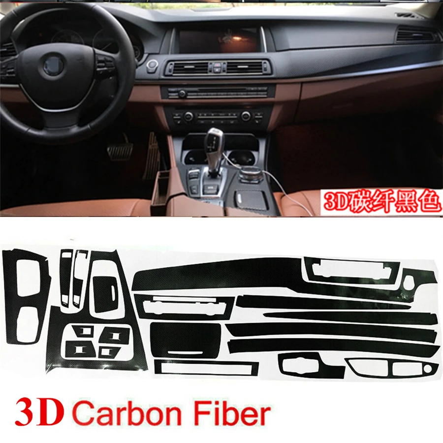3D karbon Fiber desen İç Trim vinil yapışkan BMW 5 serisi için F10 2011-17