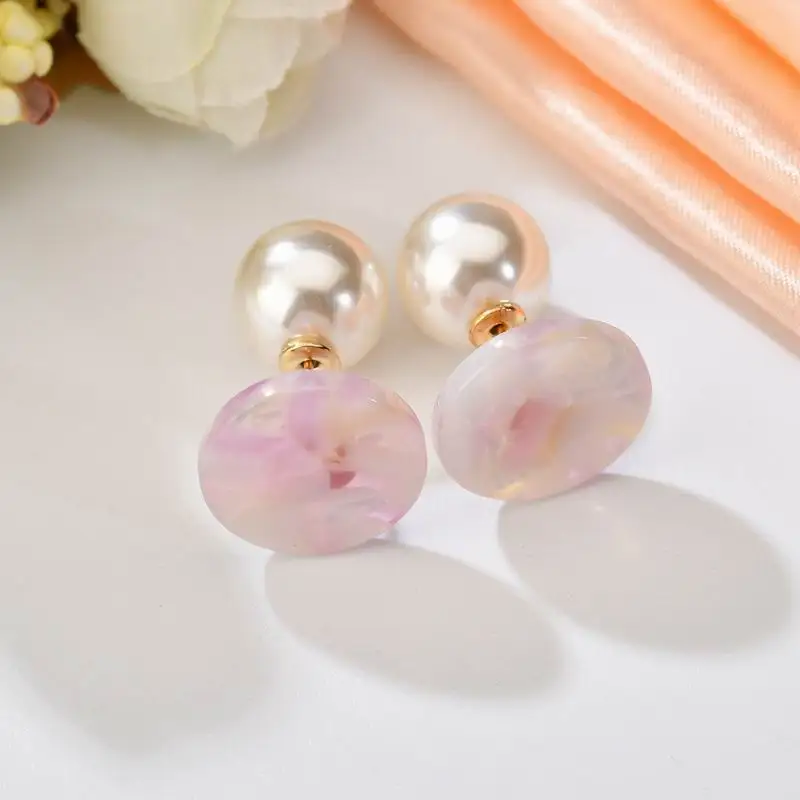 Boho креативный Ацетатный круглый Леопардовый принт серьги-гвоздики для женщин