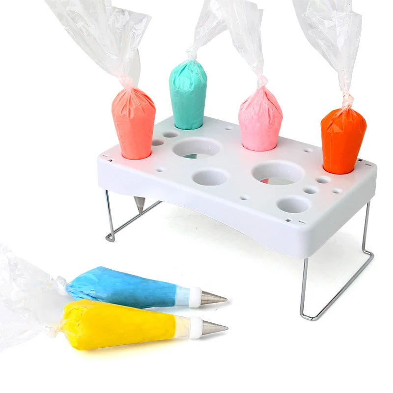 Bolsas de boquillas para glaseado/tubería, soporte de estante de plástico para decoración de pasteles, crema, Fondant, herramientas de pastelería, estante de almacenamiento