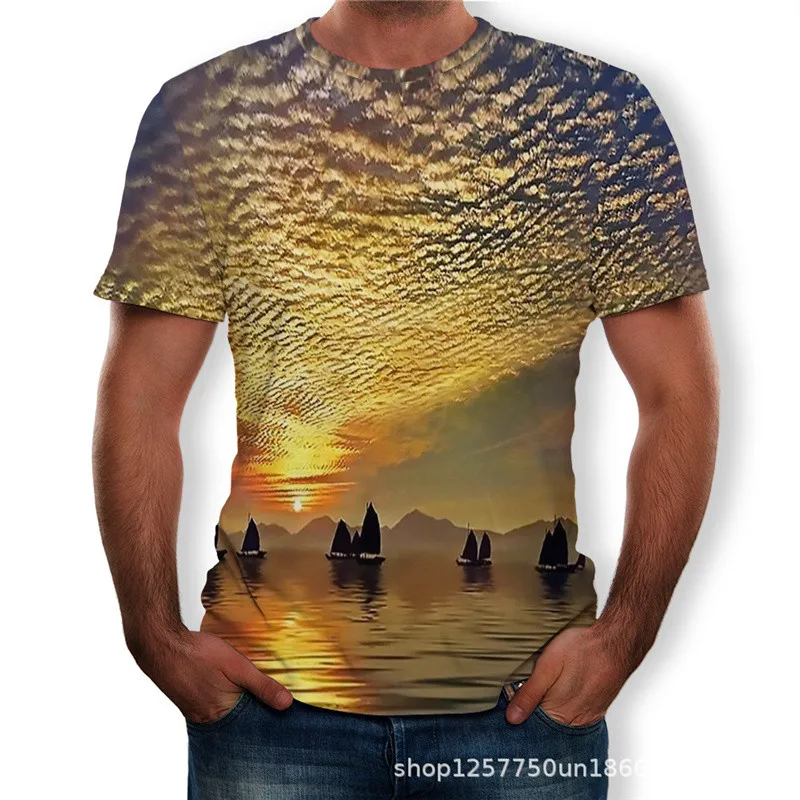 Новинка лета, Мужская футболка, 3D, красивая, звездное дерево, цифровая печать, мужские футболки, повседневные, короткий рукав, Круглый ворот, свободная футболка - Цвет: T597