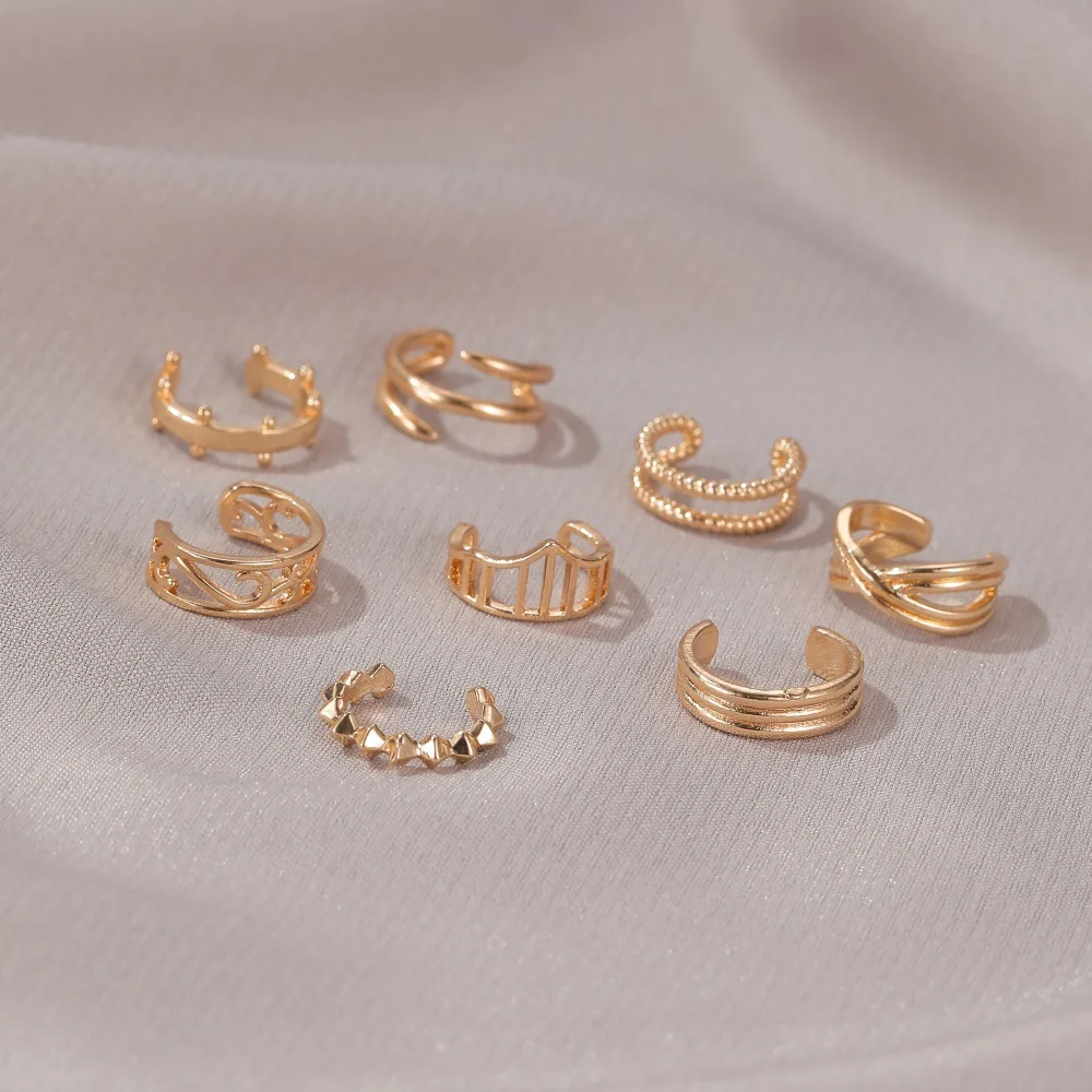 

1 PCS Simple C-shaped Cute Geometric Hollow Ear Cuff Non Pierced Clip Earring Trendy Punk Small Gold Color Open Circle Earrings