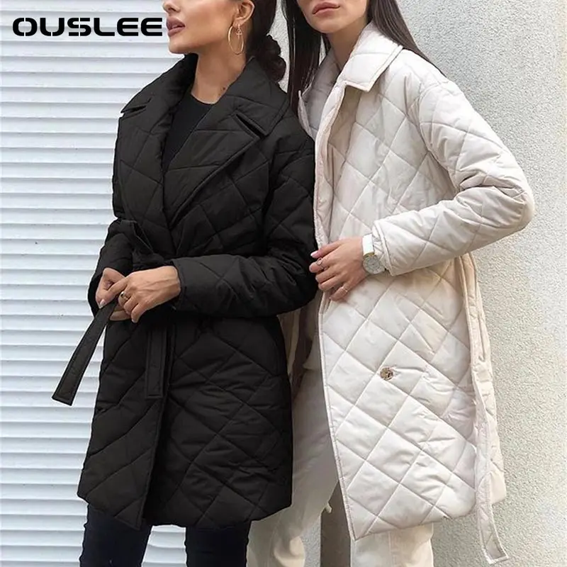 OUSLEE Women Parka Long Deep Pockets Straight Coat Winter Tailored Collar Winter Pockets Tailored Collar Stylish Outerwear