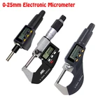 Электронный наружный микрометр 0,001 мм, карбидный наконечник, инструменты для измерения, калибр 0-25 мм, 1 дюйм, цифровой микрометр, микрометр, головка микрометра