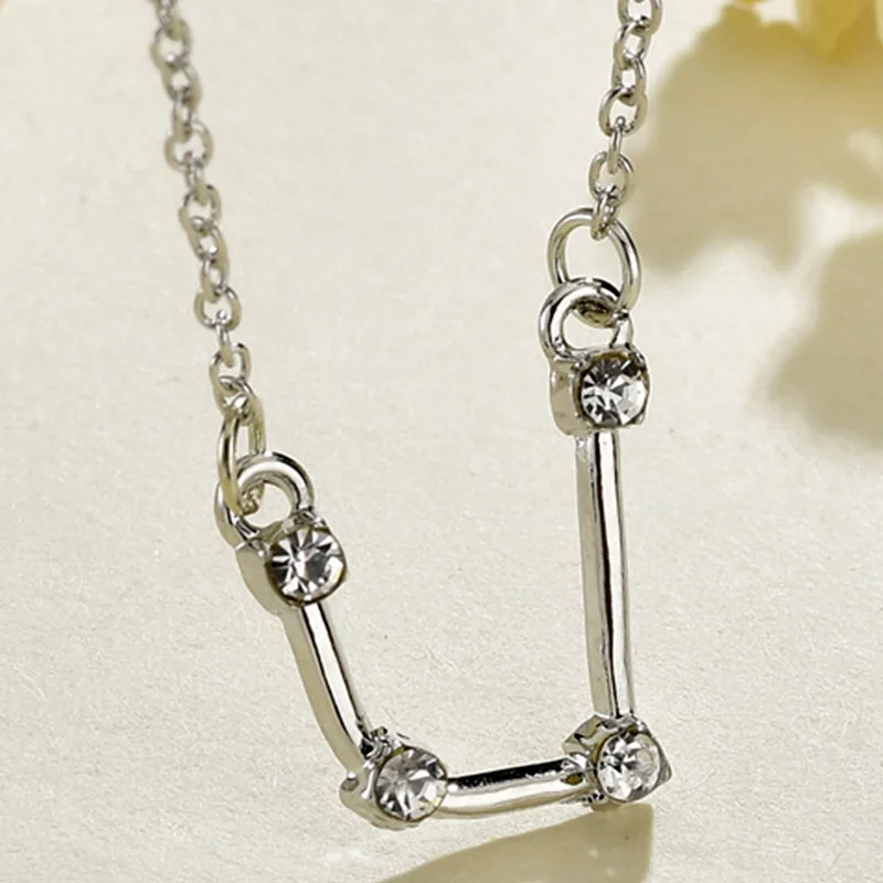 

Twelve Constellation Female Pendant Necklace S925 Silver Plated Extend Hand Chain Simple Jewelry Party Valentine's Day Gift