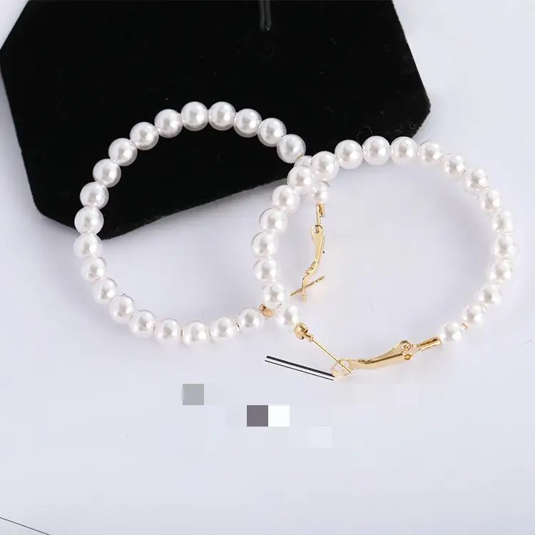 Женские серьги с жемчугом большие круглые в Корейском стиле|Серьги-гвоздики| |