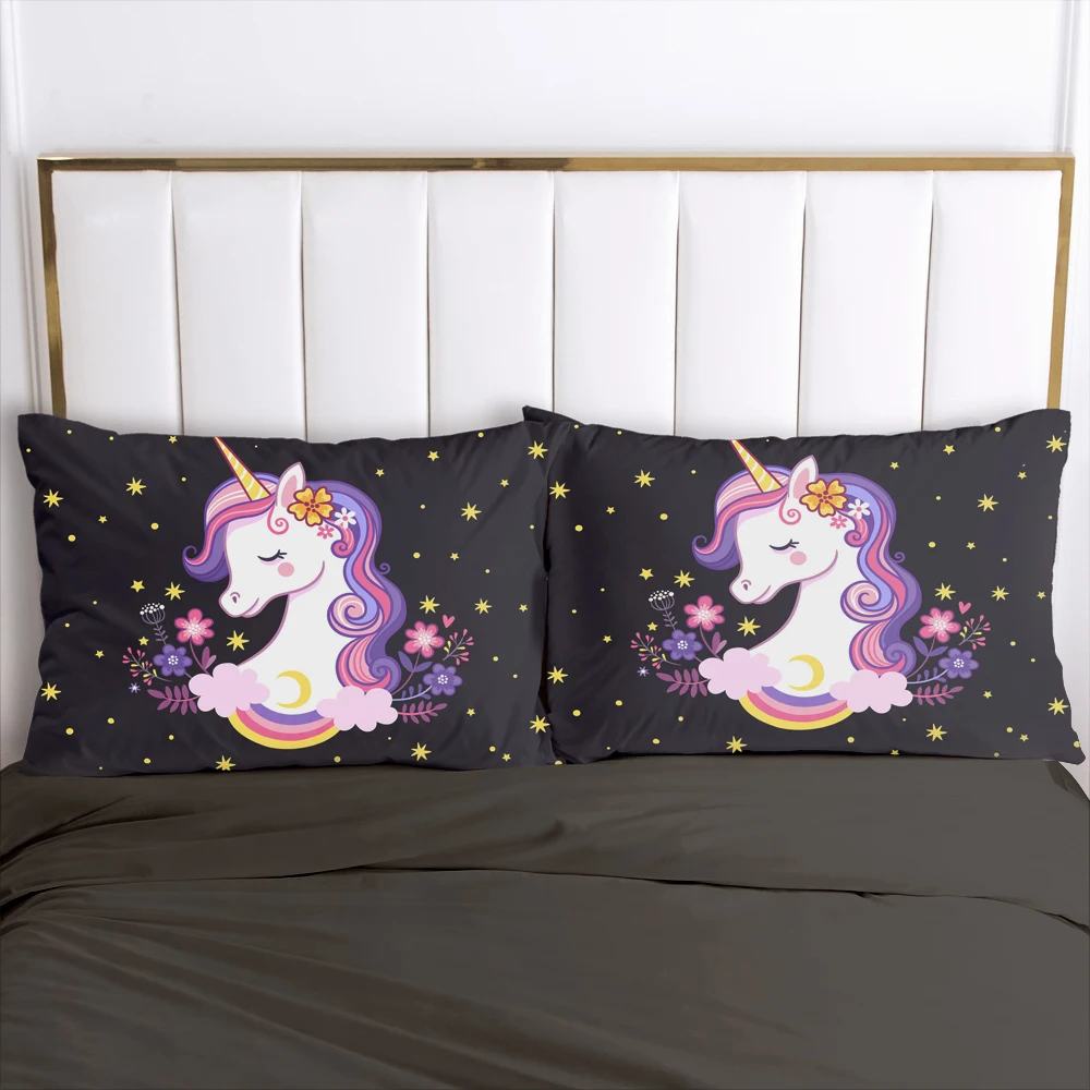 

3D Unicorn 2PCS Pillow Cases Cartoon Decoration Throw Pillow Cover Bedding PillowCase For Baby Kids Child Girls Boys 50x70 80x80